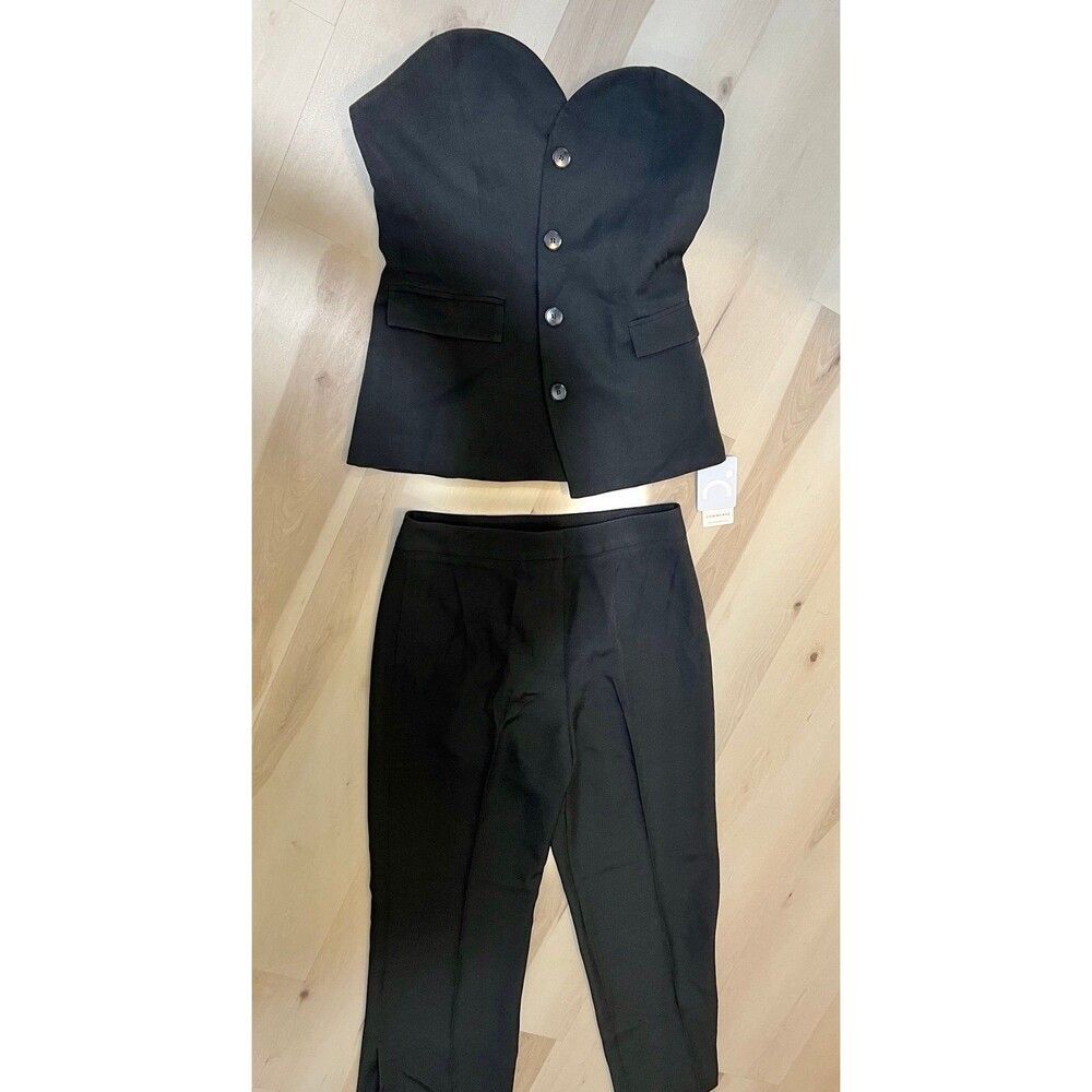 Commense NWT Large Black Tube Top Pants Set Old Money Minimalist Quiet Luxury - Picture 3 of 12